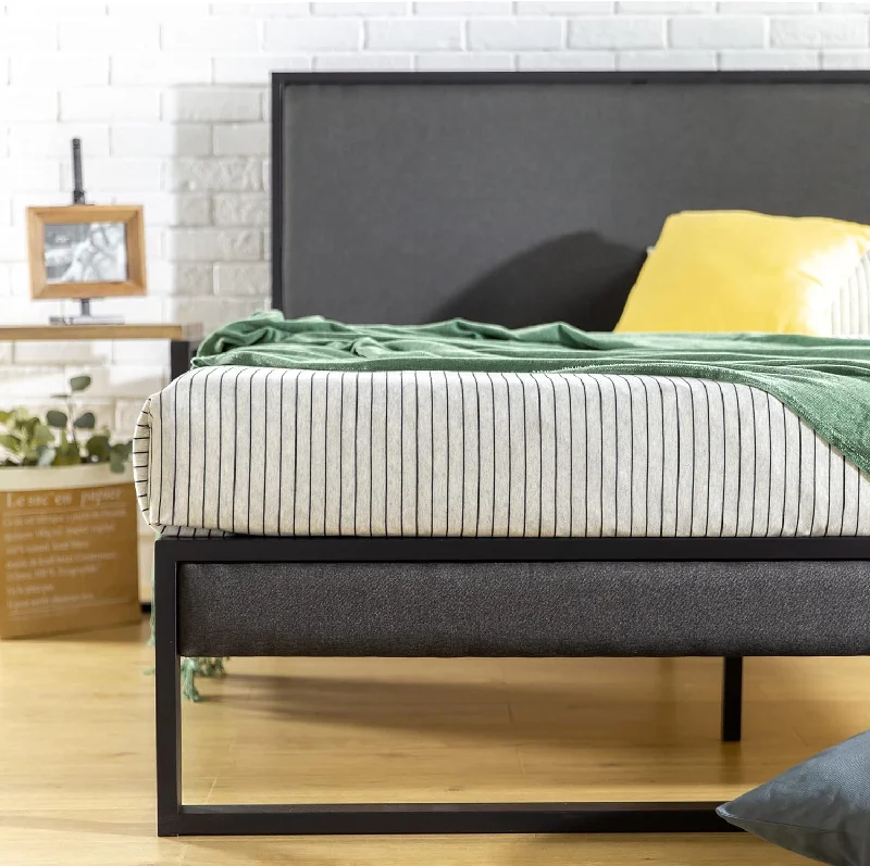 ZINUS Christina Upholstered Platform Bed Frame with Headboard, King - $135