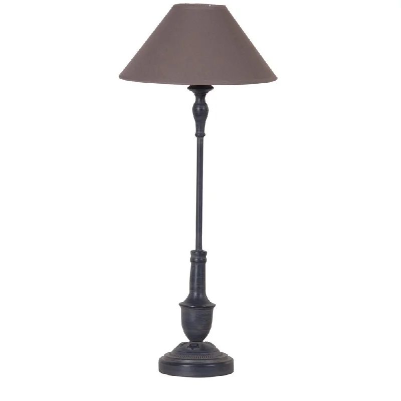 Black Spindle Bedside Lamp with Shade