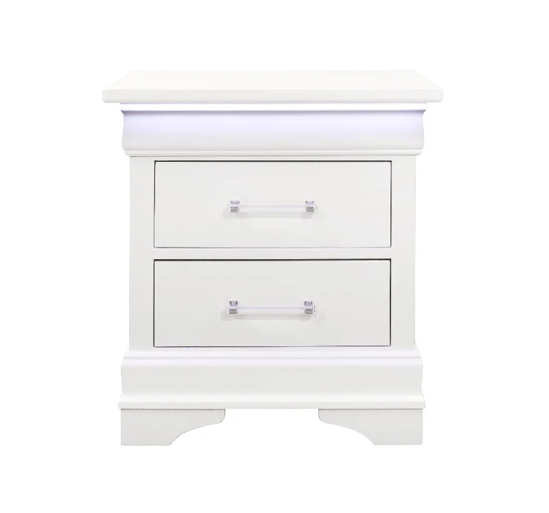 24" White Two Drawer Nightstand