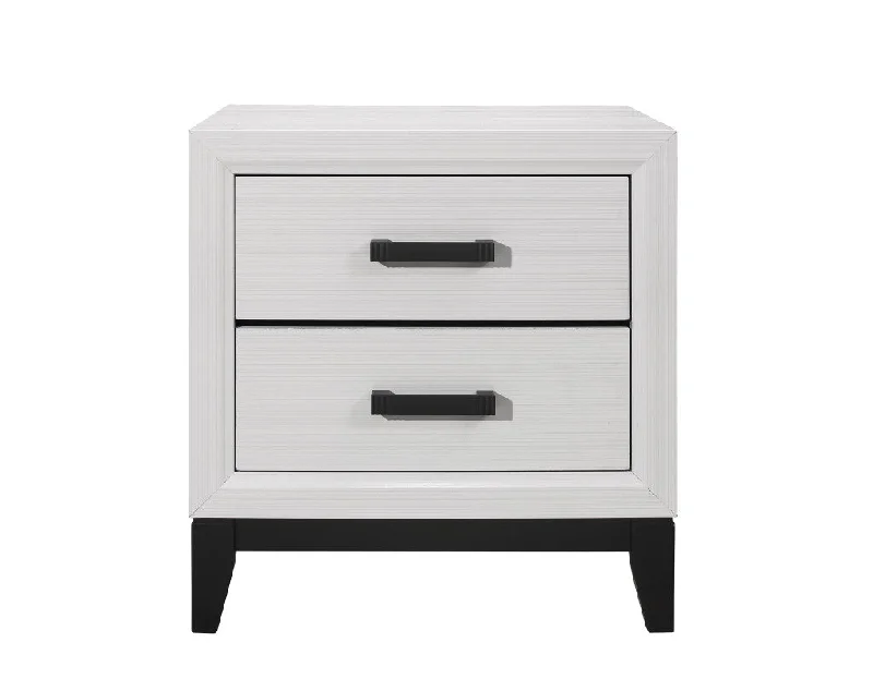 25" White Two Drawer Nightstand