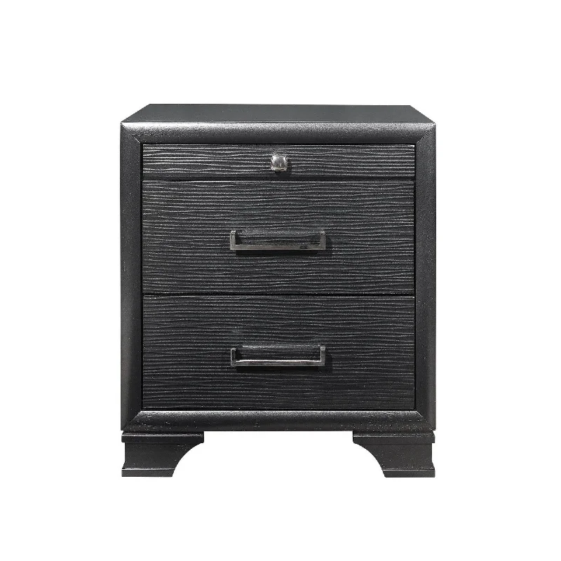 27" Gray Two Drawers Manufactured Wood Nightstand