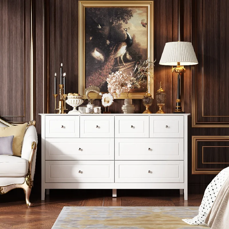 Chic Silver Knobbed White Dresser