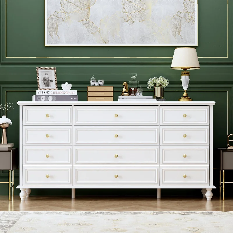 Dresser with 12 Drawers Chest of Drawers Triple Dresser Wide Console Table