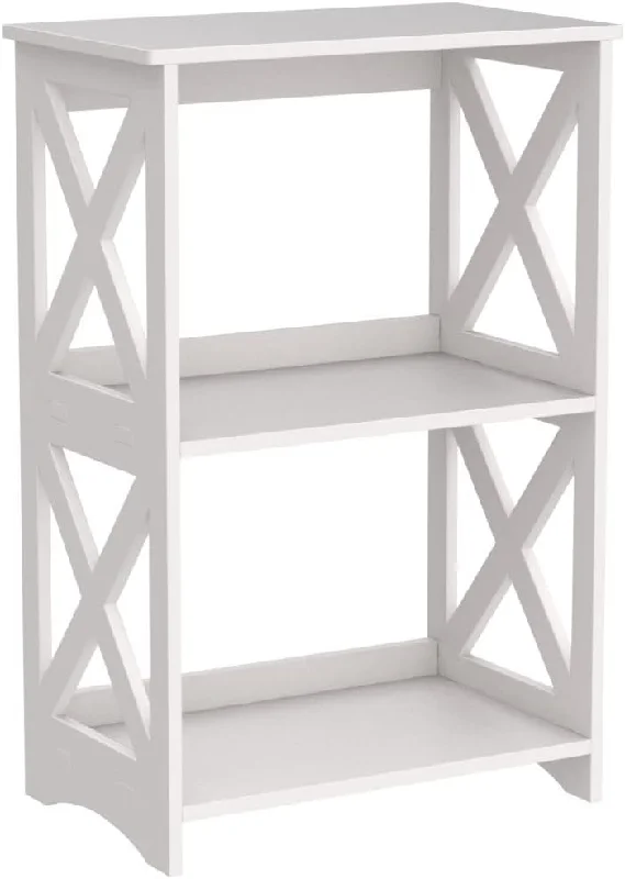 End Bedside Table 3 Tier - Perfect for Small Spaces, Living Rooms, Offices & Dorms | Compact Bathroom Nightstand Shelf - White