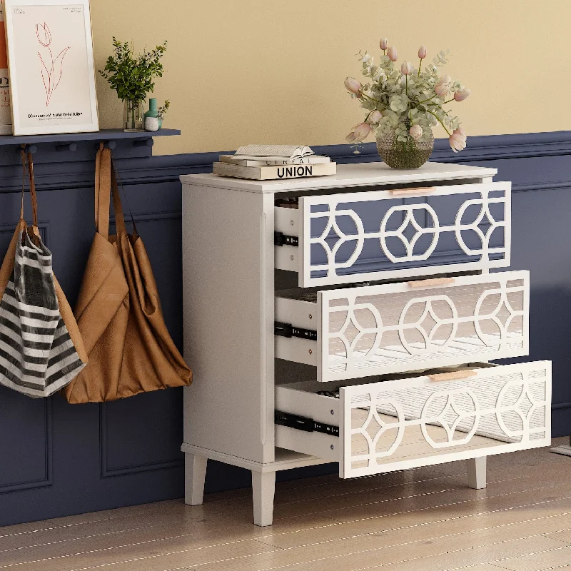 Mirrored Chest Bedroom Nightstand Sideboard with 3 Drawers