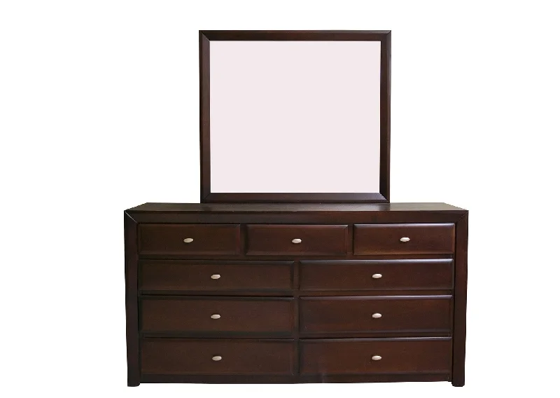 Modern Bedroom Dresser W/ Mirror Fct-Stg 9023 Cappucino