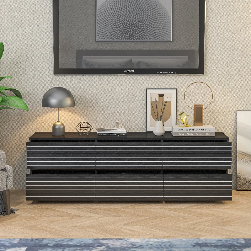 Modern Dresser with 6 Drawer, Minimalist & Contemporary, Dresser for Bedroom Living Room