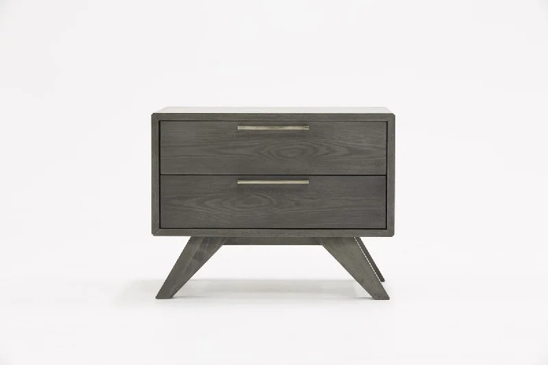 Modern Gray Wash Nightstand with Two Drawers