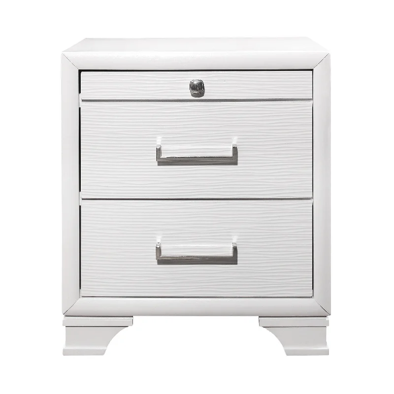 White Nightstand With 3 Drawers