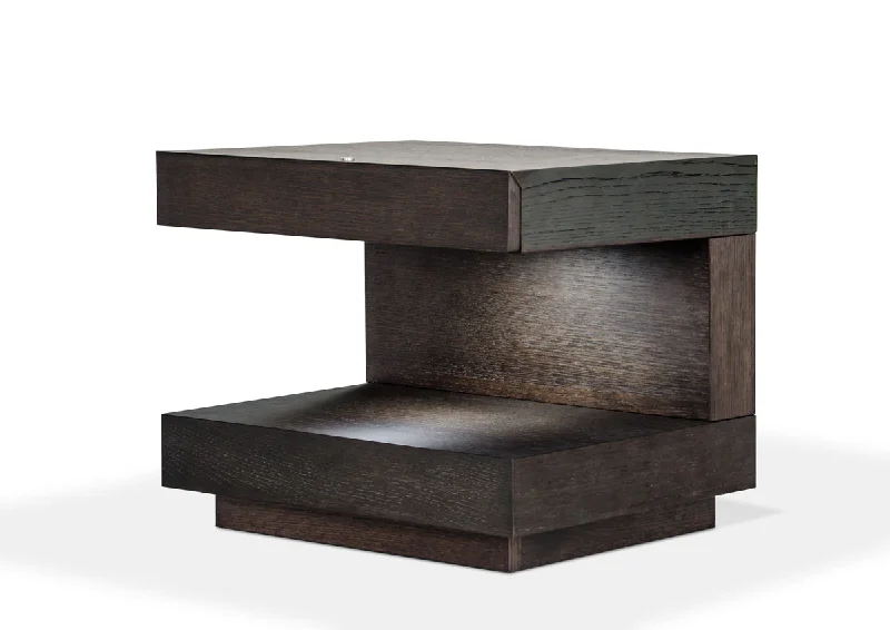 16" Brown Oak Veneer Nightstand