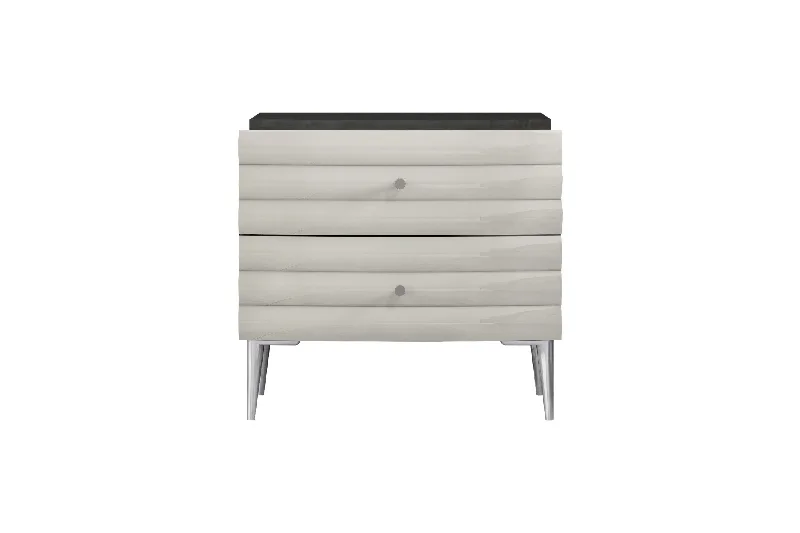 18" Dark Gray And Ivory Light Gray Two Drawer Nightstand