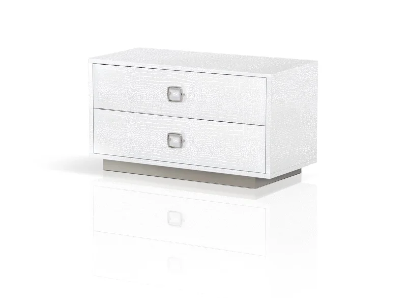 19" White Two Drawer Nightstand