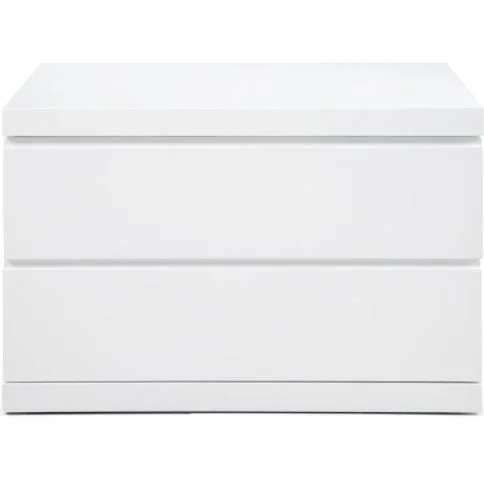 20" White Two Drawer Glossy Finish Nightstand