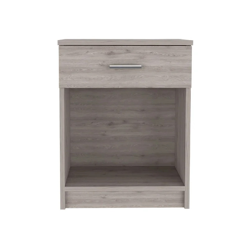 22" Light Gray One Drawer Faux Wood Nightstand