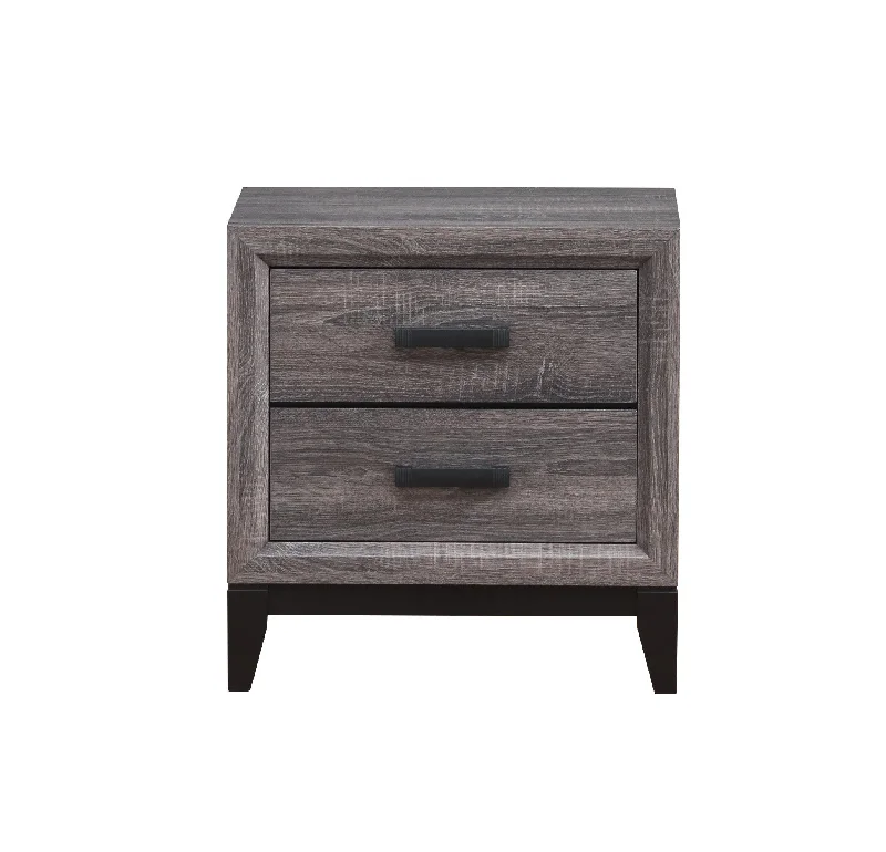 25" Gray Two Drawer Nightstand