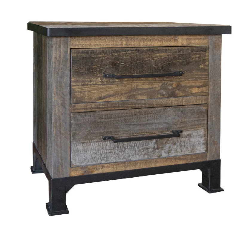 27" Gray Two Drawer Nightstand