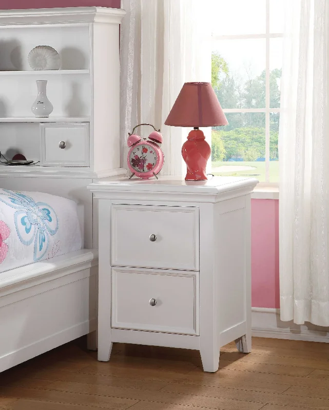 27" White Two Drawers Nightstand