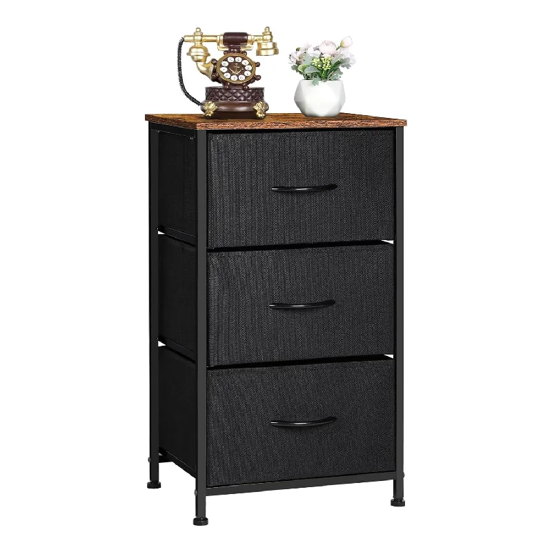 3 Drawers Dresser, Dresser With Fabric Chest Of Drawers, Nightstand With Drawers