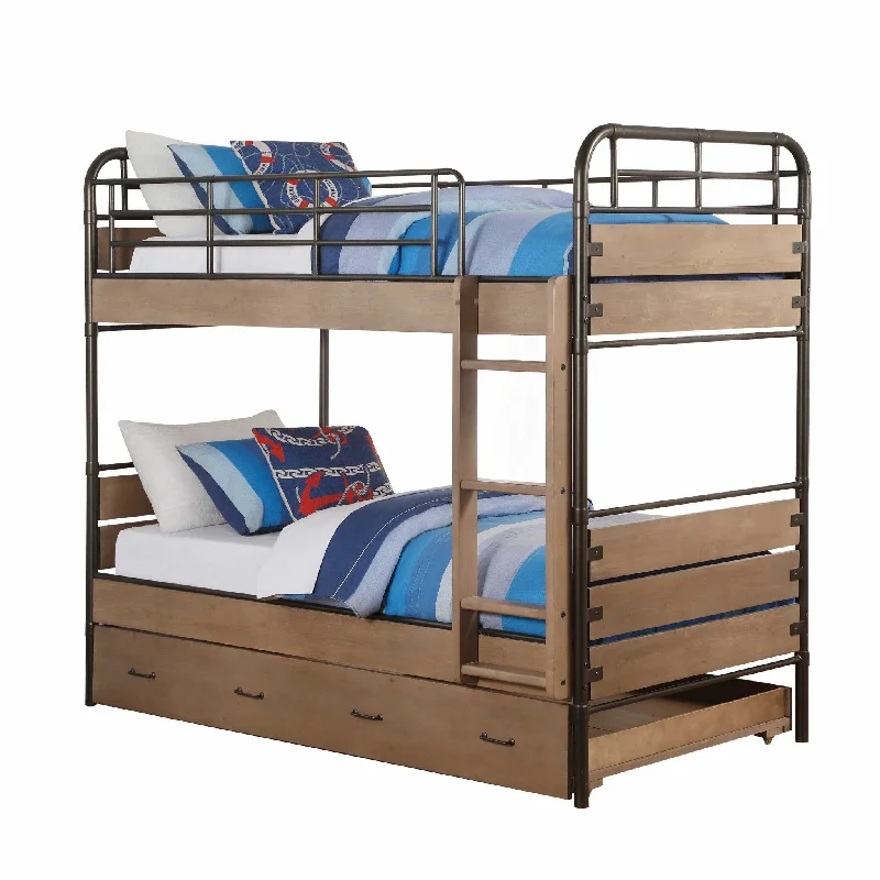 Oak Twin Industrial Bunk Bed