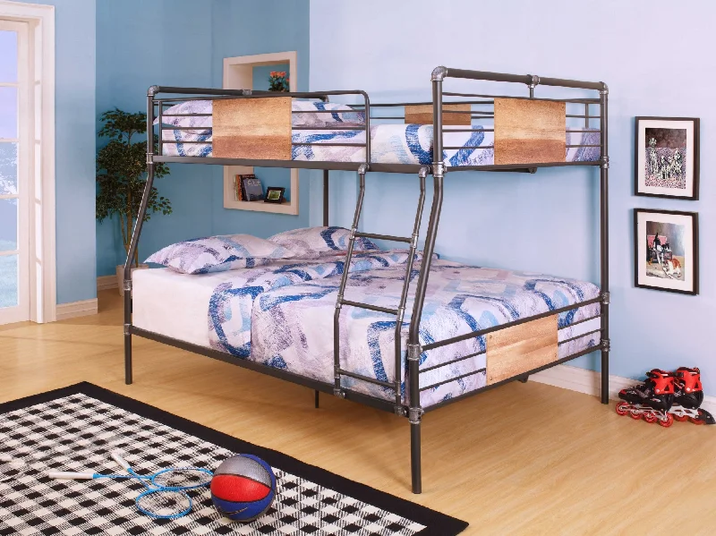 83" X 65" X 68" Sandy Black  Dark Bronze Handbrushed Queen Over Queen Bunk Bed