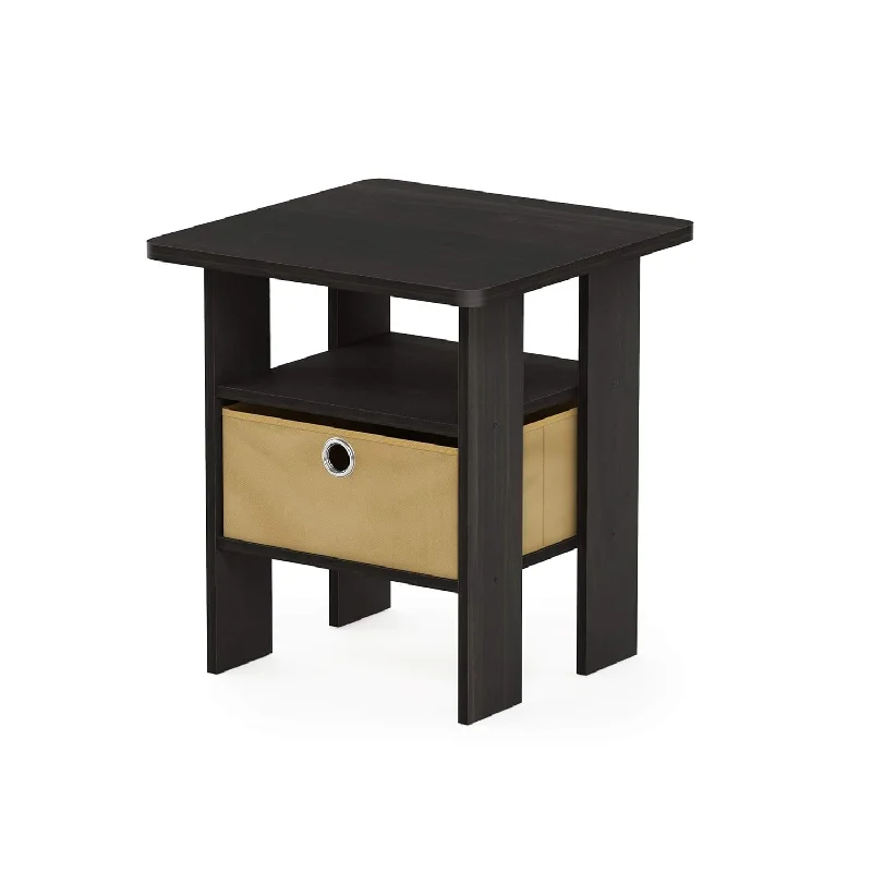 Andrey End Table / Side Table / Night Stand / Bedside Table With Bin Drawer, E