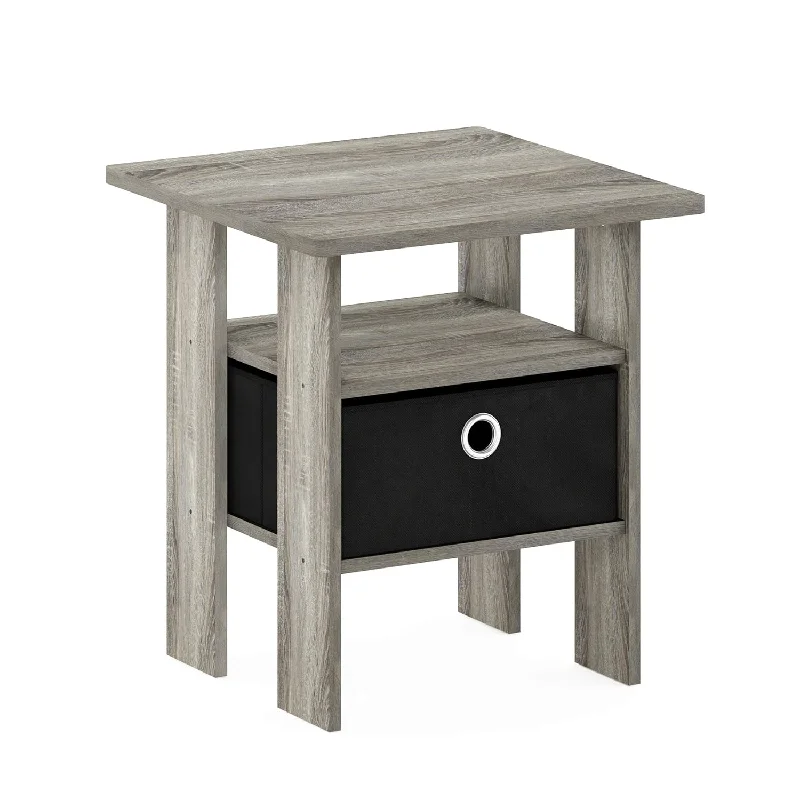 Andrey End Table / Side Table / Night Stand / Bedside Table With Bin Drawer, F