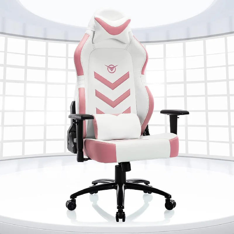 Big And Tall Pink Gaming Chair 350Lbs-Racing Style Computer Gamer Chair, High