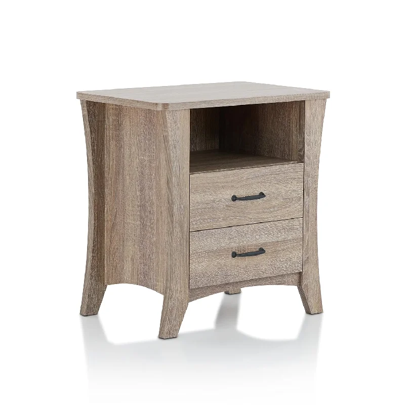 Colt Wooden 2-Drawer Nightstand With Open Shelf In Rustic Natural