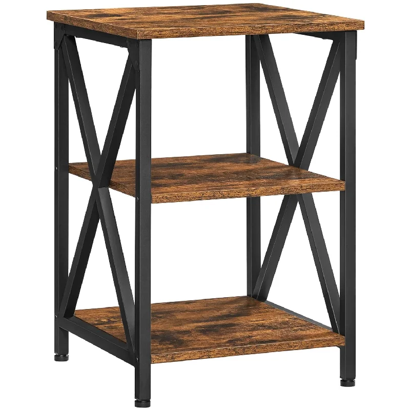 End Table, Side Table With Storage, 15.7 X 15.7 X 23.6 Inch, Nightstand With X