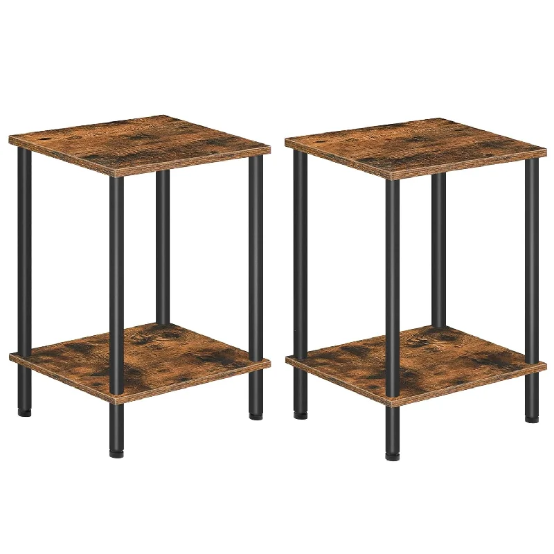 End Tables Set Of 2, Nightstand With 2-Layer Storage Shelves, Side Table For S