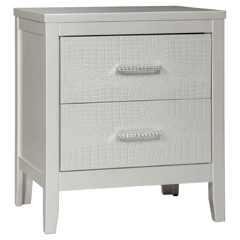 Signature Design By Ashley Olivet Glam 2 Drawer Nightstand With Faux Shagreen