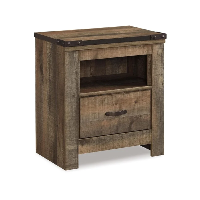 Signature Design By Ashley Trinell Rustic 1 Drawer Nightstand With Usb Charing