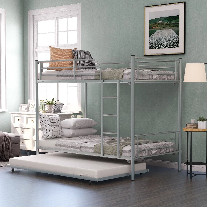 Silver Twin over Twin Traditional Steel Bunk Bed