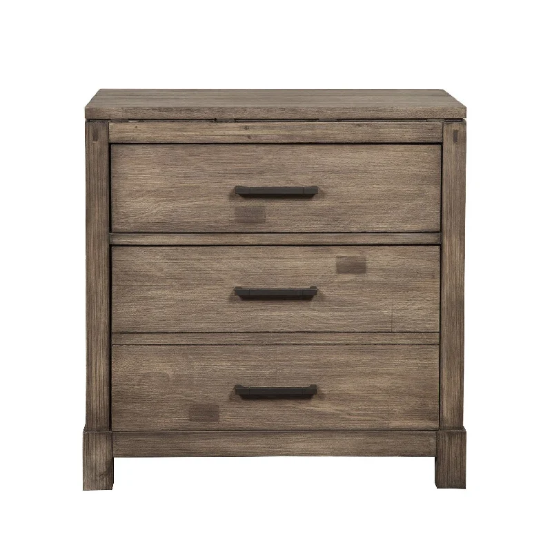 26" Weathered Gray Two Drawer Wood Nightstand