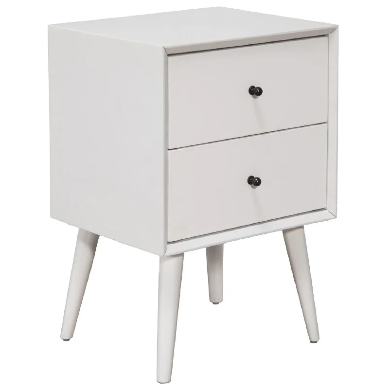 White Century Modern Wood 2 Drawer Nightstand