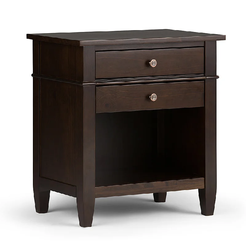 Simpli Home - Carlton Bedside Table - Dark Tobacco Brown