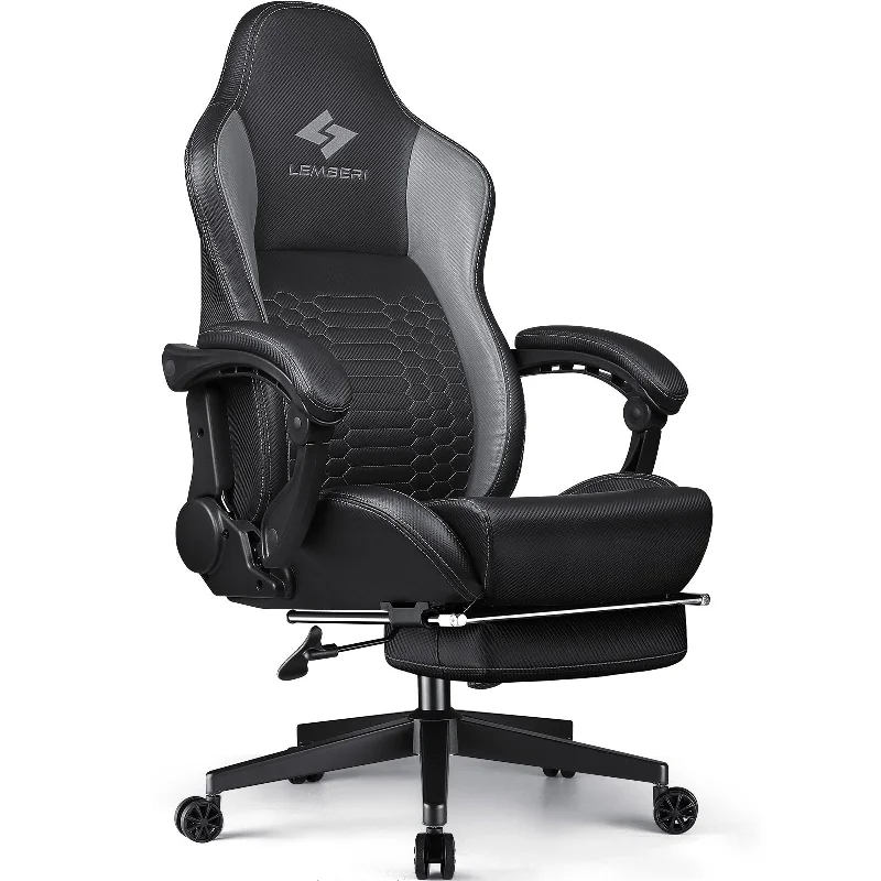 Bossin Gaming Chairs with Footrest, Big and Tall Chair 400 Capacity, Racing Style Computer Chair with Ergonomic Lumbar Support