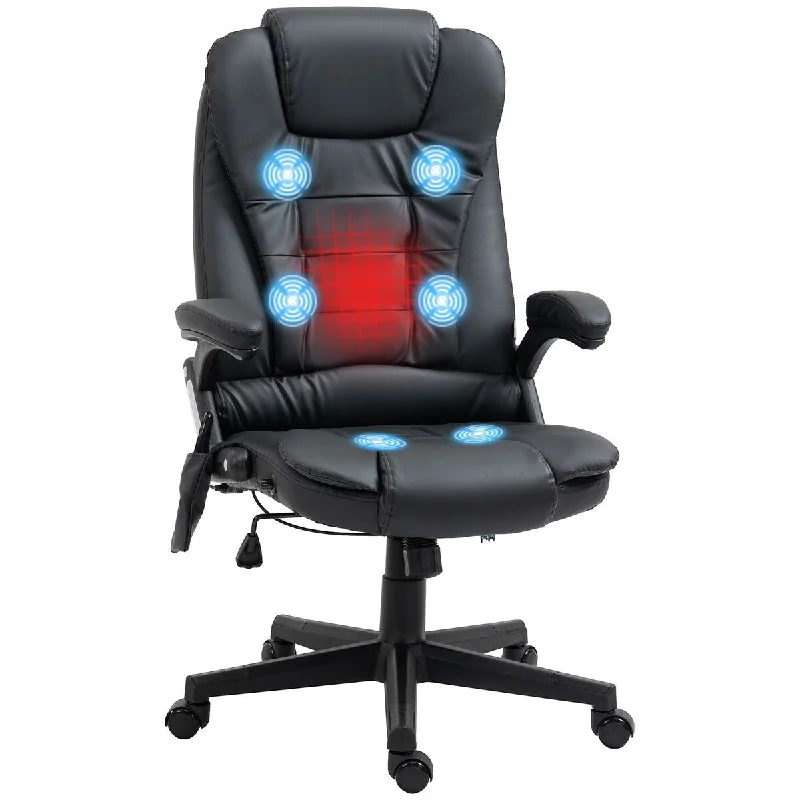 Leather Upholstered Recliner Massage Office Chair, Gaming Chair with Heating and Vibration Function Stress Relief Chair