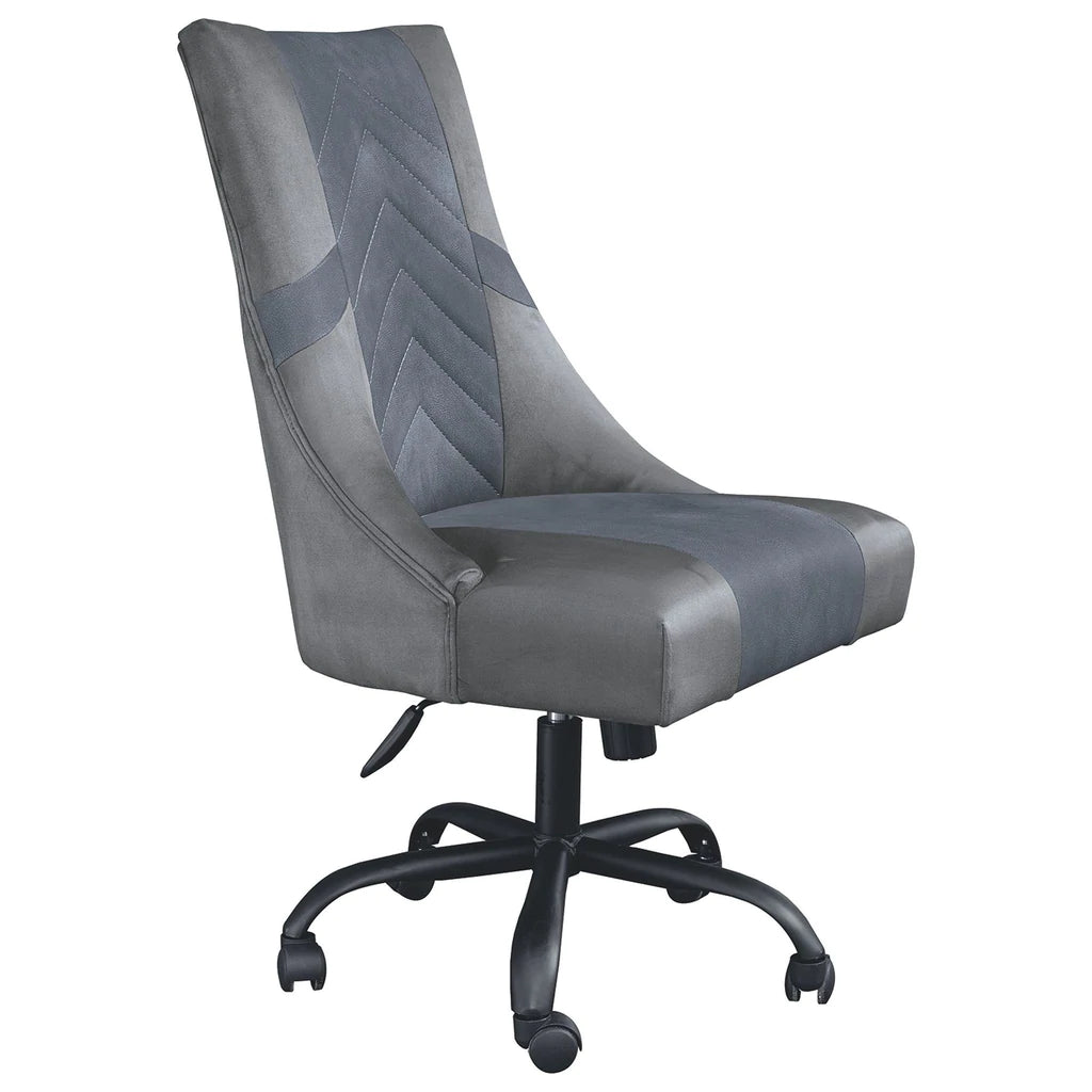 Leatherette Wooden Frame Swivel Gaming Chair, Gray And Black By Benzara