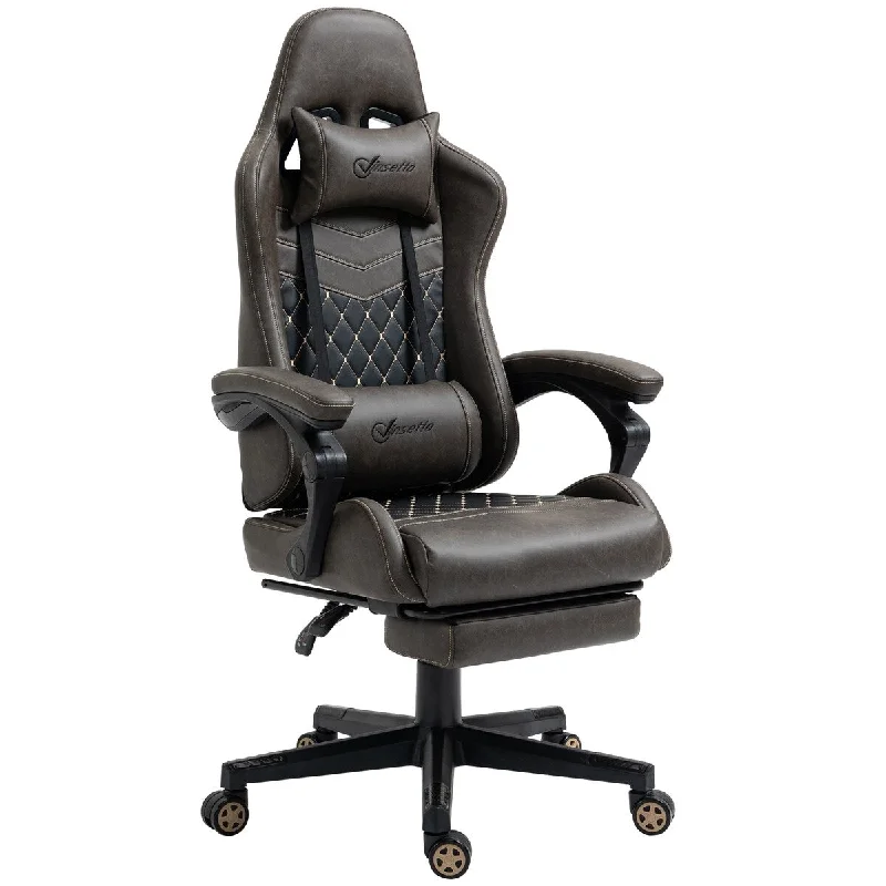 Racing Gaming Chair Diamond PU Leather Office Gamer Chair High Back Swivel Recliner with Footrest,Adjustable Height