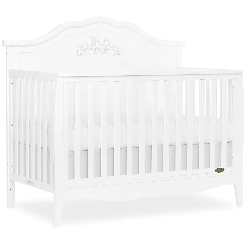 SweetPea Baby Jasmine 4-in-1 Convertible Crib in White, 3 Mattress Height Settings - $205