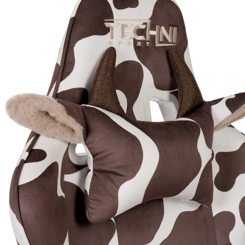 Techni Sport Brown COW Gaming Chair