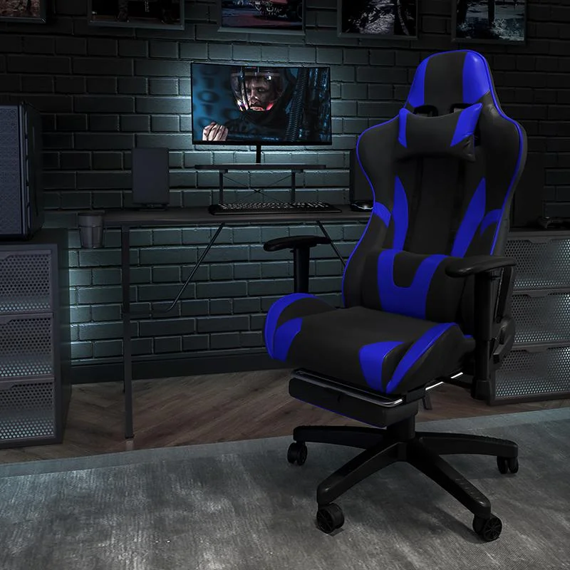 X20 Gaming Chair Racing Office Ergonomic Computer Pc Adjustable Swivel Chair With Reclining Back In Blue Leathersoft By Flash Furniture