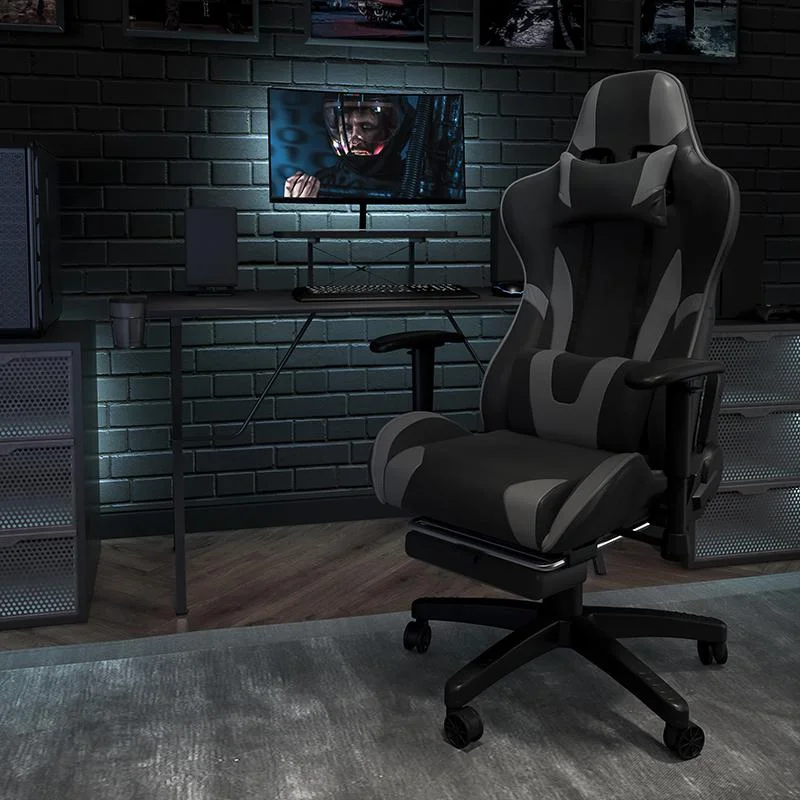 X20 Gaming Chair Racing Office Ergonomic Computer Pc Adjustable Swivel Chair With Reclining Back In Gray Leathersoft By Flash Furniture