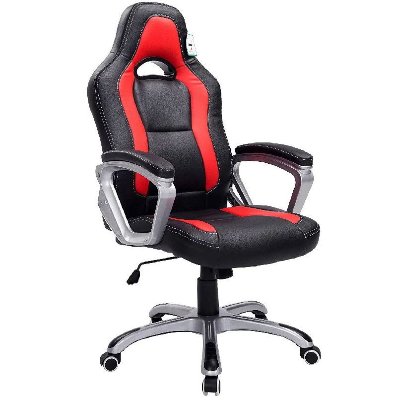 Gaming Chair Racing Sport Style Swivel Office Chair in Black & Red