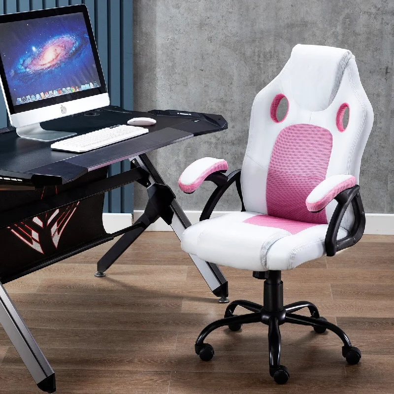 Gaming Chair-Ergonomic Racing Office Computer Game Chair-Swivel Rocker E-Sports Chair with Adjustable Backrest and Seat Height