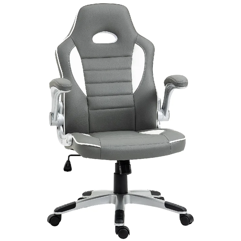 Vinsetto Gaming Chair Adjustable Flip Up Arms Grey