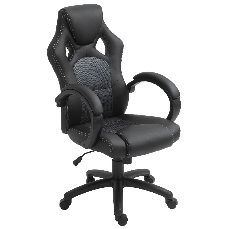 Vinsetto Gray Racing Gaming Chair Swivel Home Office Gamer Chair with Wheels