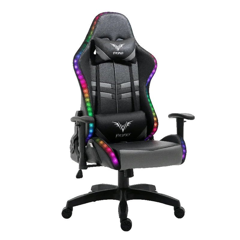 VIRIBUS X1 Office Gaming Chair with 12-Colour LED Lights, Black and Grey