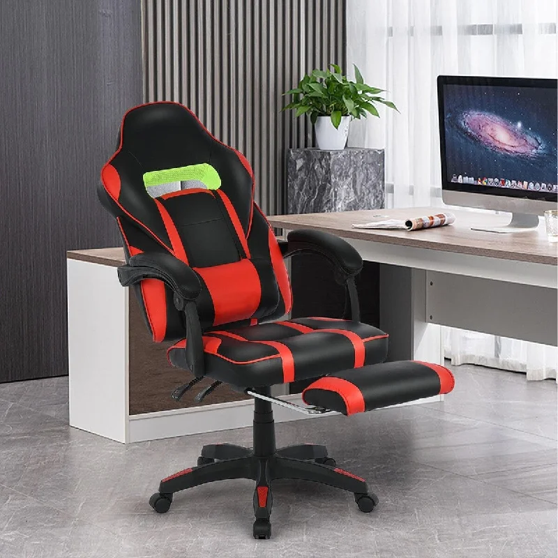 Gaming Chair Adjustable Backrest Reclining Leather Office Chair